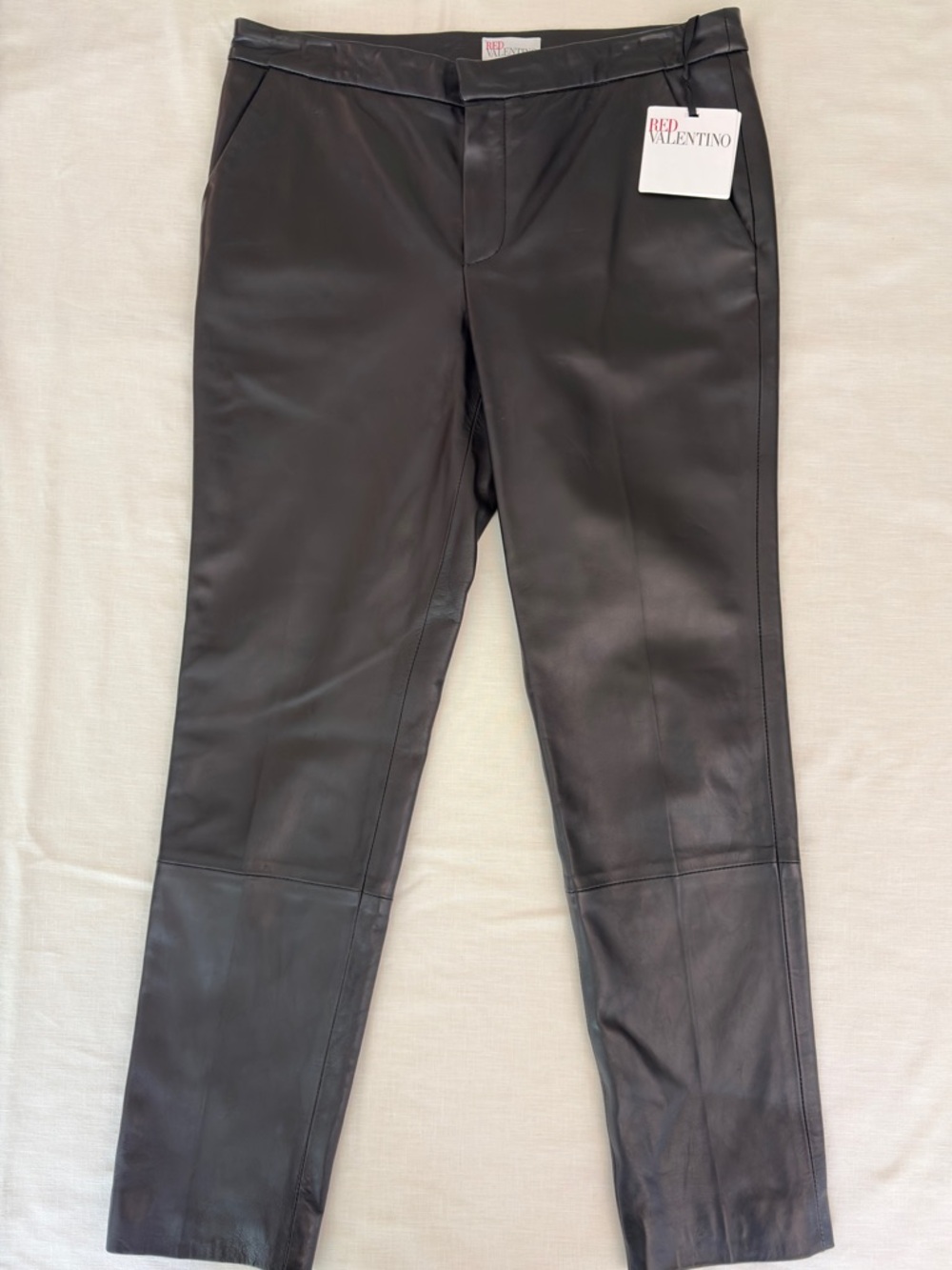 Red Valentino Black Leather Pants NWT Size 4 / IT 42 Slim Fit Luxe